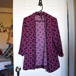 Forever 21 Purple Pattern Printed Kimono-Inspired Jacket Size S